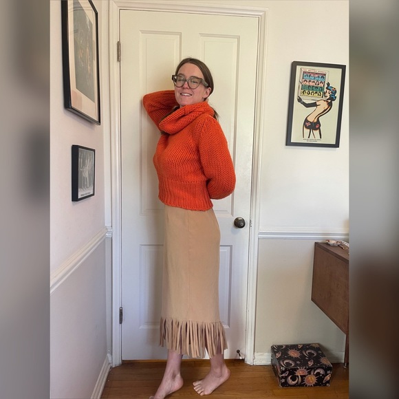 Y2K Vintage Fringe Asymmetrical Midi Skirt - Picture 4 of 8